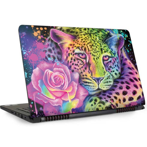 Neon Rainbow Cheetah with Rose by Sheena Pike Dell Inspiron Skin